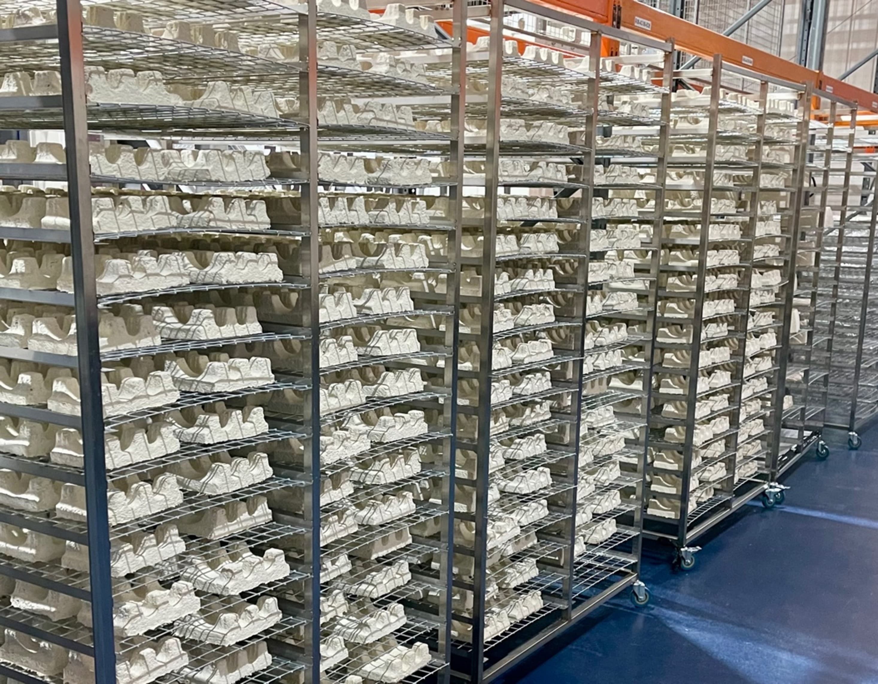 Racks of Mushroom Packaging® ready for clients