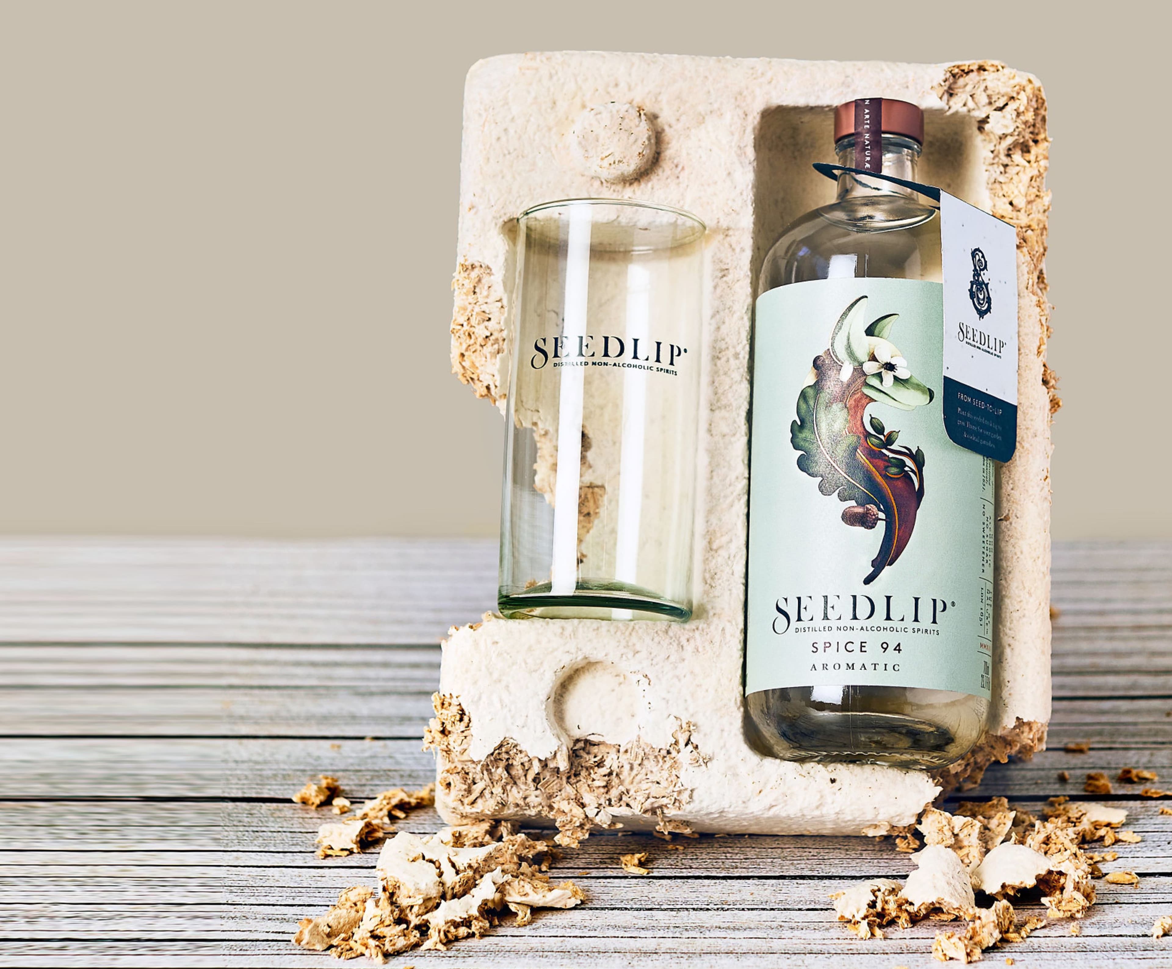 Seedlip bottles protected by Mushroom® Packaging